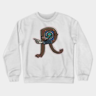 Letter R Manicule W 14C Maastricht Psalter parody Crewneck Sweatshirt